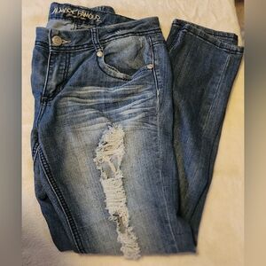 Almost famous Distressed Denim Jeans junior Womens Size 13